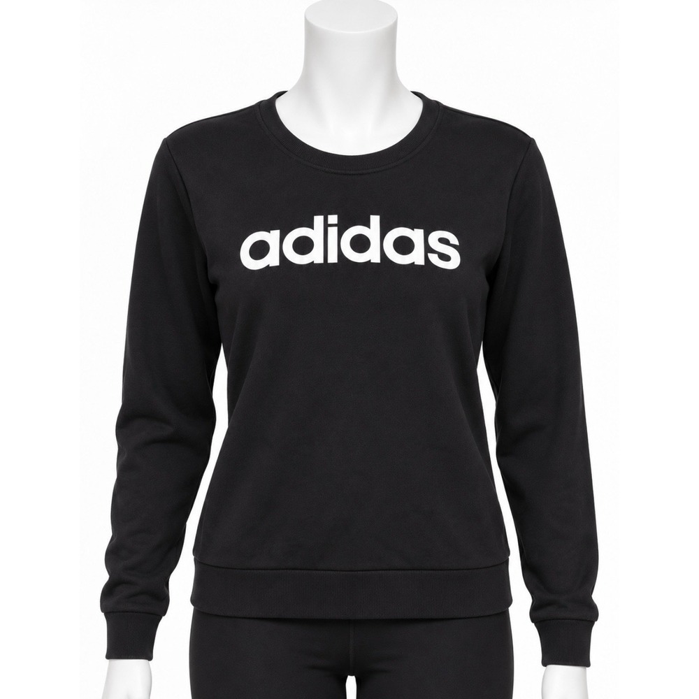 ADIDAS Women's Medium M Black Sweatshirt Pullover Long Sleeve Crew Neck Athletic